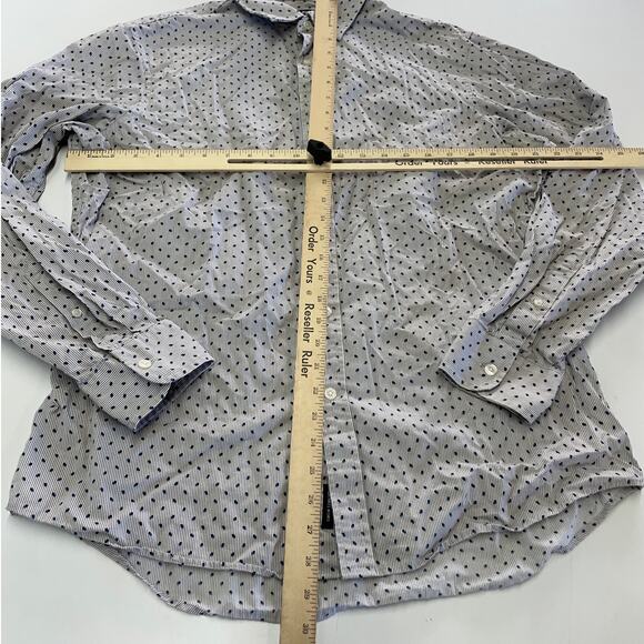 Michael Kors Shirt Men Large Blue Grey Striped Classic Button Up Cotton Career - Picture 5 of 8